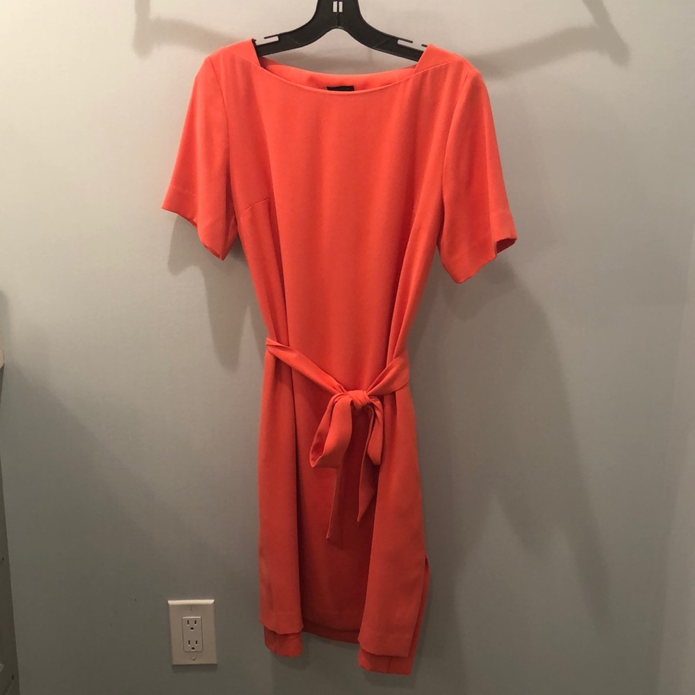 Pinkish-orange Ann Taylor tie waist dress